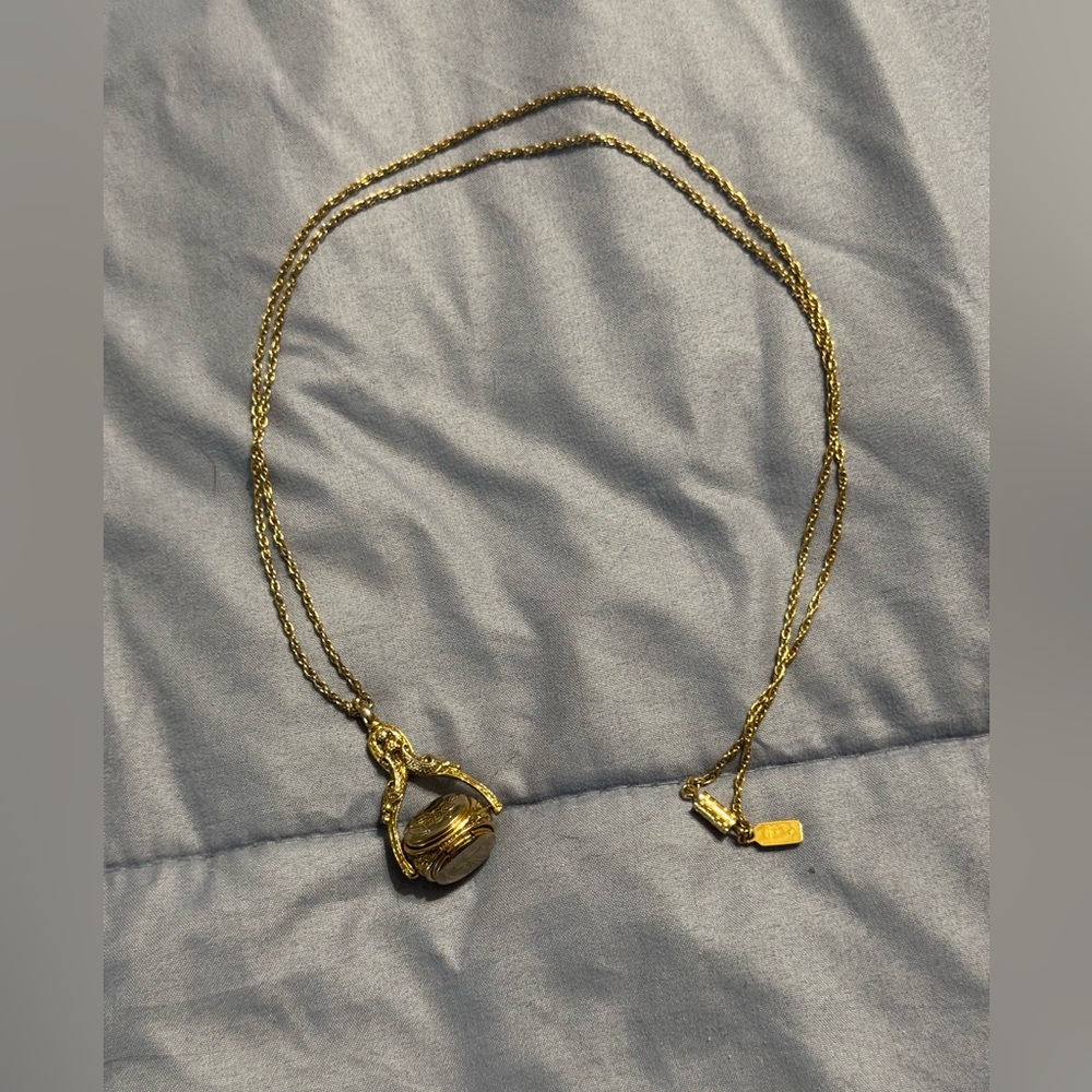 1928 spinning triple locket necklace gold tone